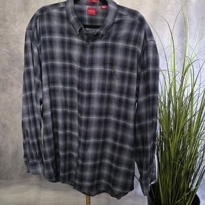 Vintage Arrow Men's Dark Plaid Flannel Button Down Shirt Sz XXL